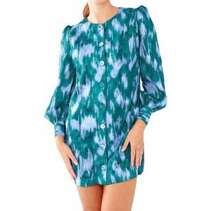 NEW ABBEY GLASS ellen dress in teal ikat